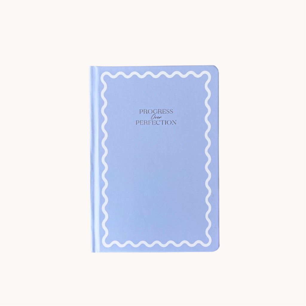 Blue Hardback Notebook: 'Progress Over Perfection'