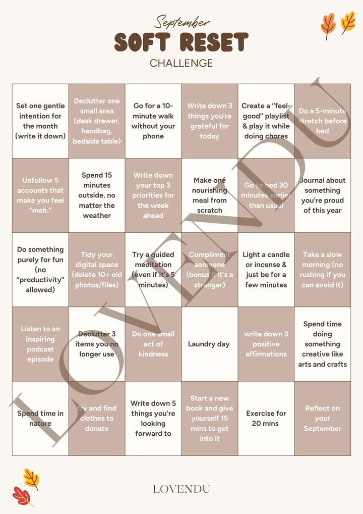 Printable: September Soft Reset Challenge