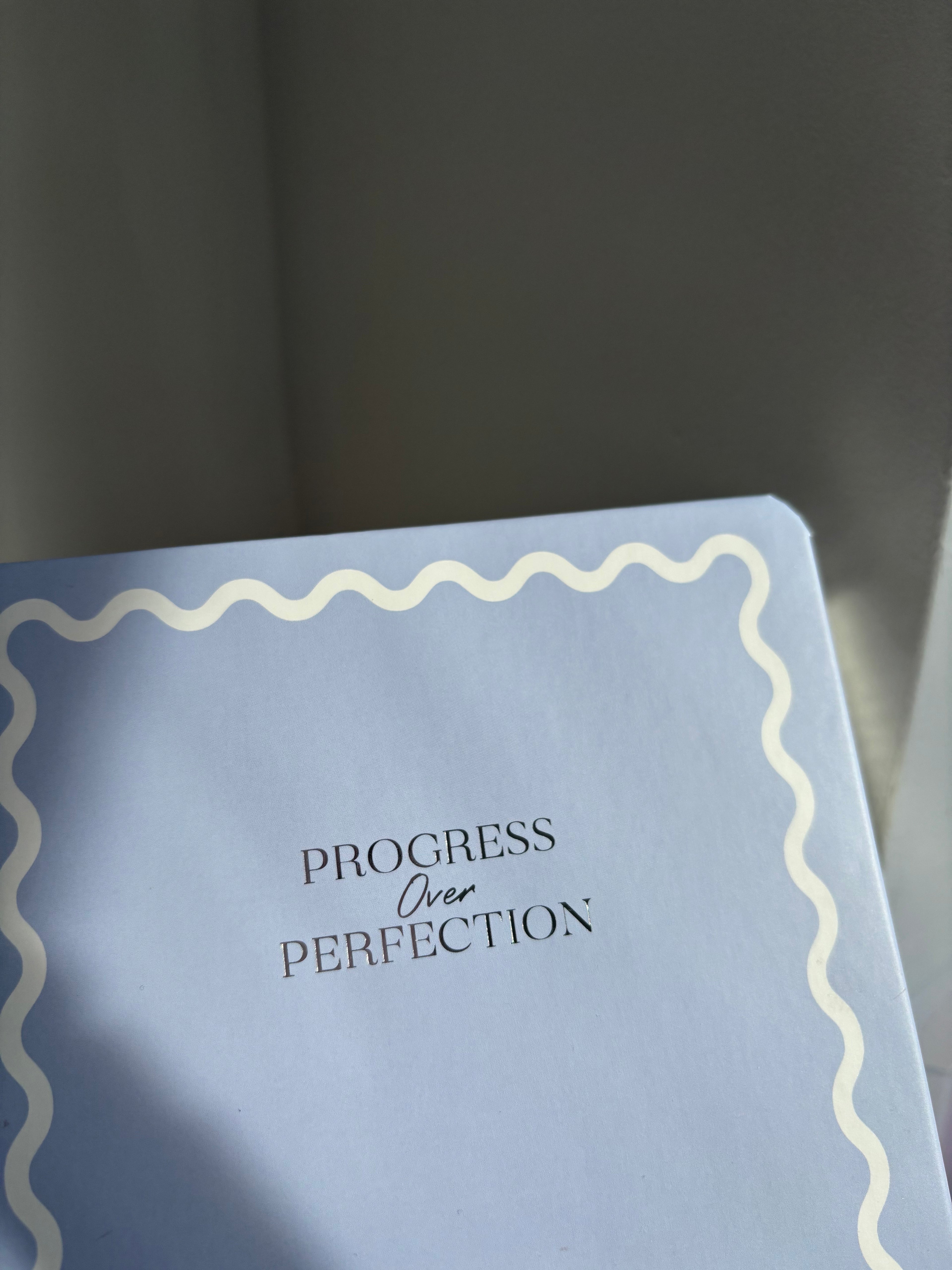Blue Hardback Notebook: 'Progress Over Perfection'