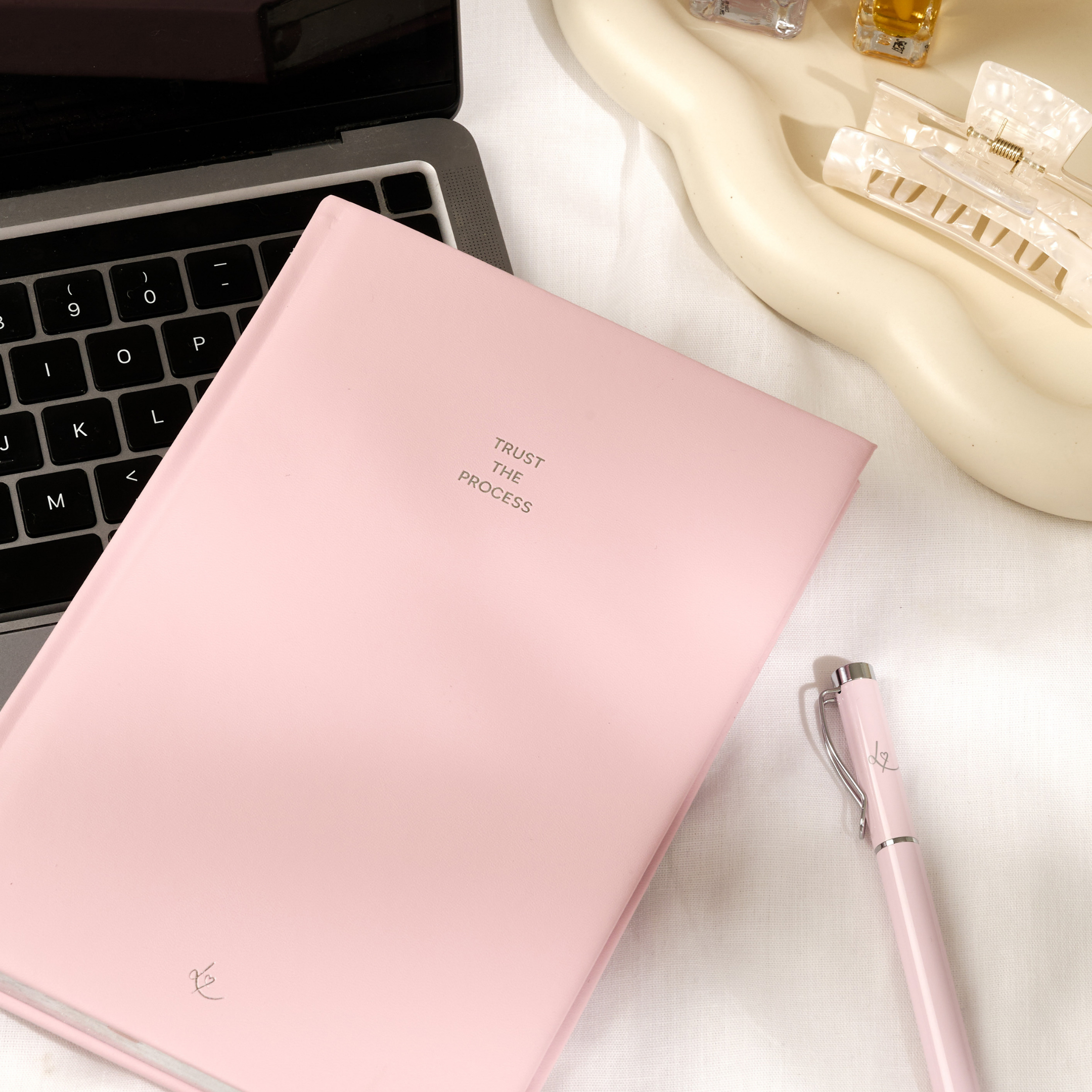 Pink PU Leather Notebook: 'Trust the Process'